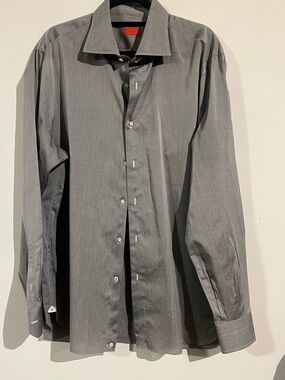Isaia Men's Charcoal Grey Dress Shirt